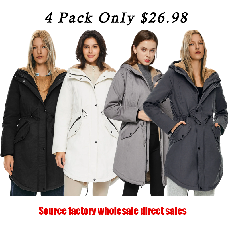 DD 🎁Fleece-Lined Hooded Parka Jacket with Pockets