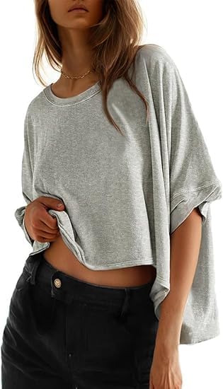 🔥 Limited-Time Deal – Save Up To 80%!Summer Shirts 2026 Womens Solid T Shirts for Women Loose Oversized Tops Basic Tee
