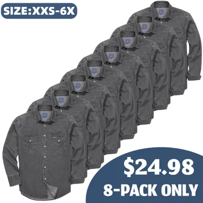 🔥SEPTEMBER  HOT-SALE 🔥Men's Long Sleeve Stone-Washed and Pre-Washed Denim Work Shirt