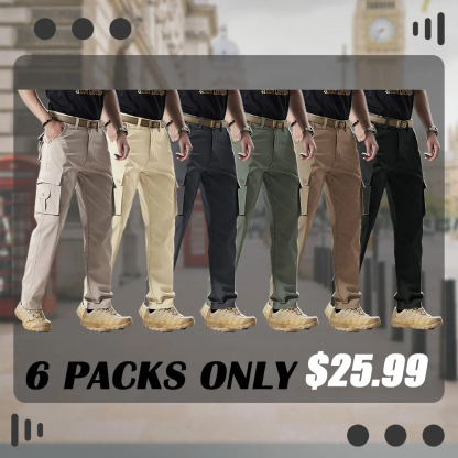Men's Solid Color Patched Zipper Fly Cargo Pants