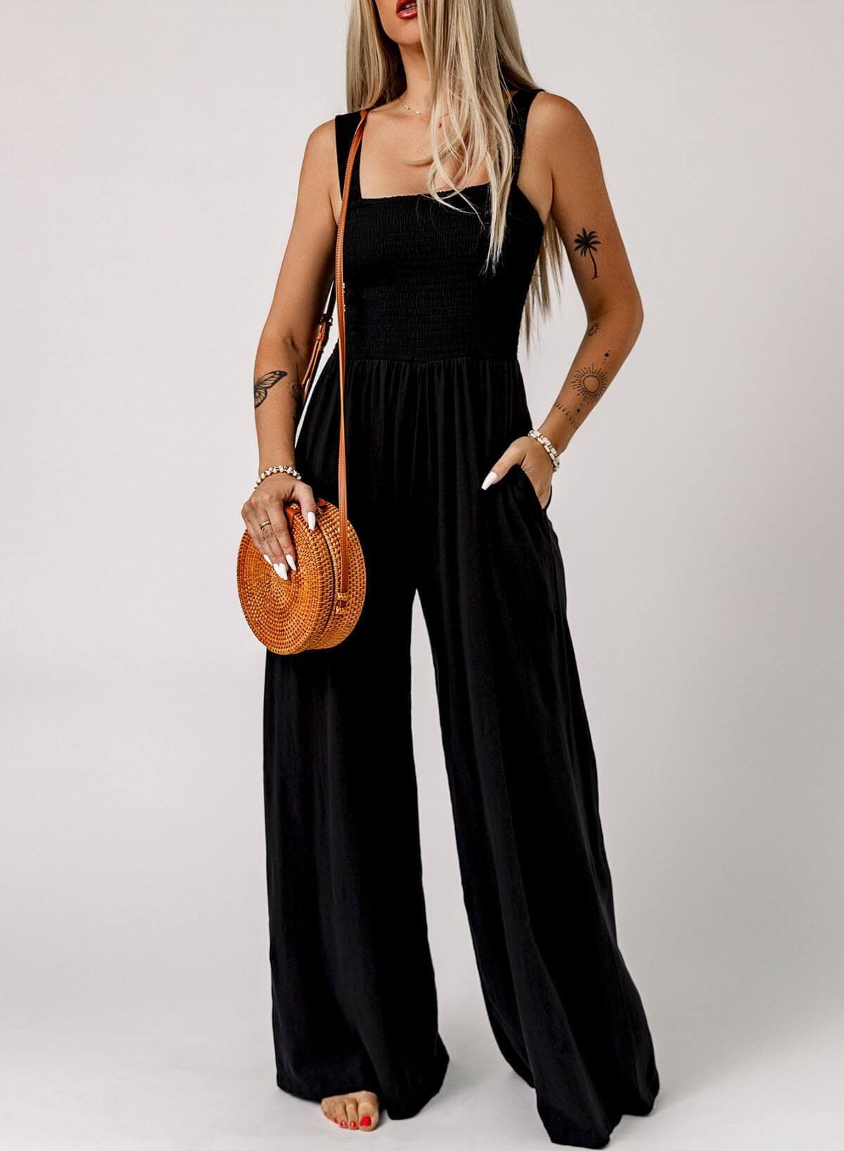 ⚡️Factory wholesale promotion 80% OFF⚡️Women's Sleeveless Jumpsuit with Pockets and adjustable straps/🎯Made in USA