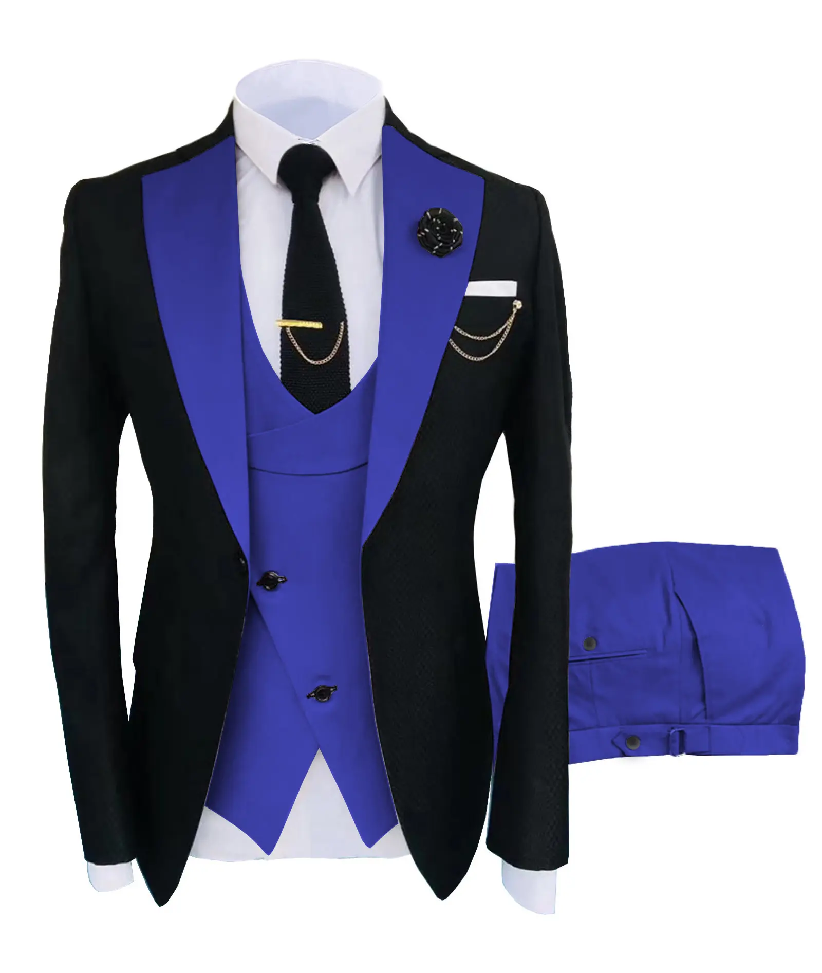 Men's 3-Piece Suit Set - Double Breasted Blazer, Vest & Pants for Weddings and Formal Events Casual Suit Wedding Suit Pocket Suit Men's Three-Piece party suits business casual Tuxedo SpringStatements