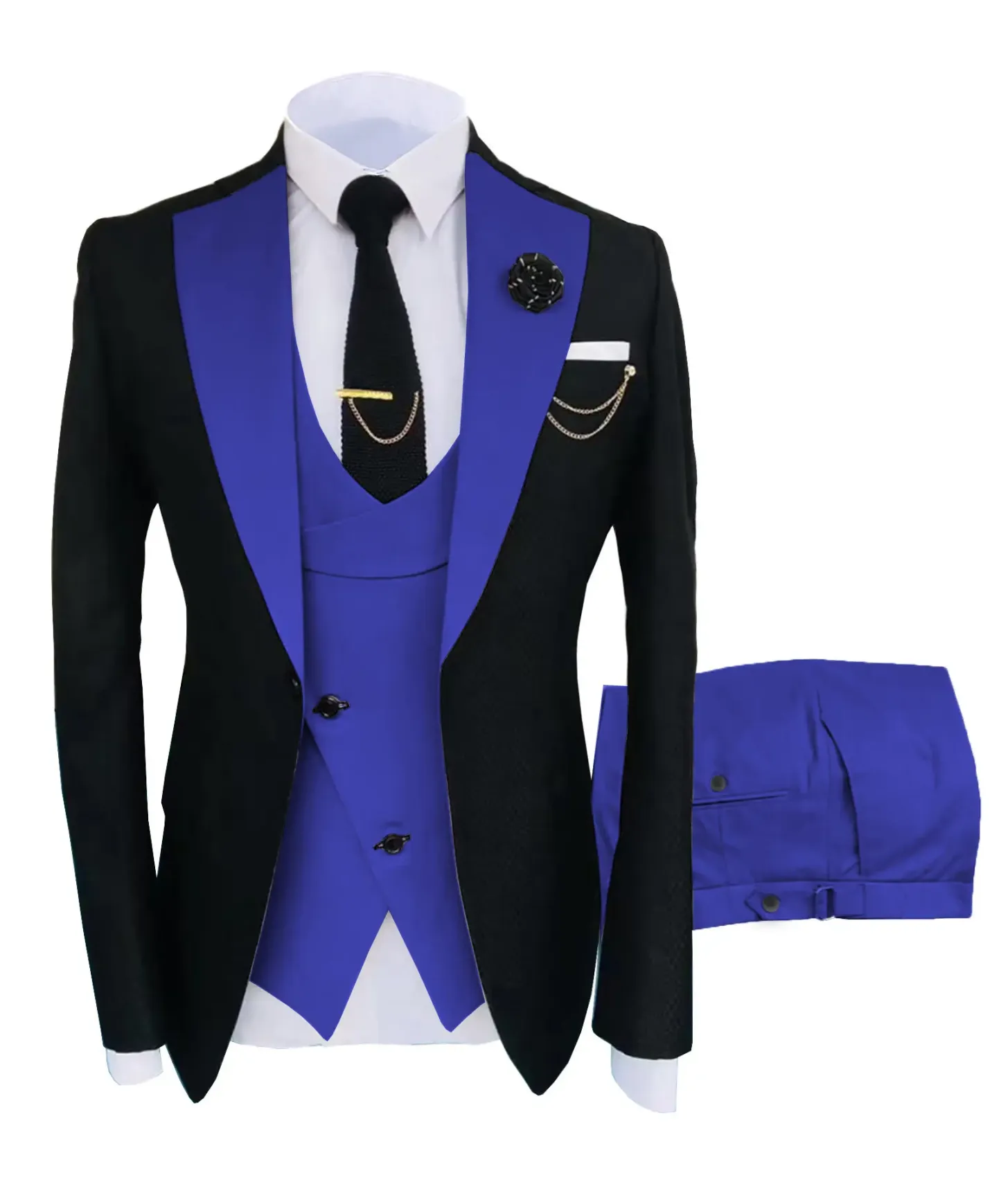 Men's 3-Piece Suit Set - Double Breasted Blazer, Vest & Pants for Weddings and Formal Events Casual Suit Wedding Suit Pocket Suit Men's Three-Piece party suits business casual Tuxedo SpringStatements