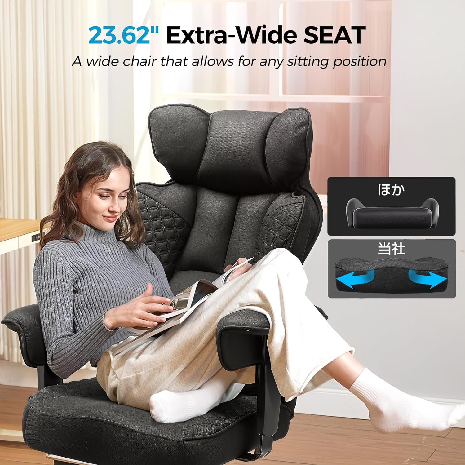 Upgraded Big and Tall Office Chair 400LBS with Pillow, Adjustable Armrest CH510