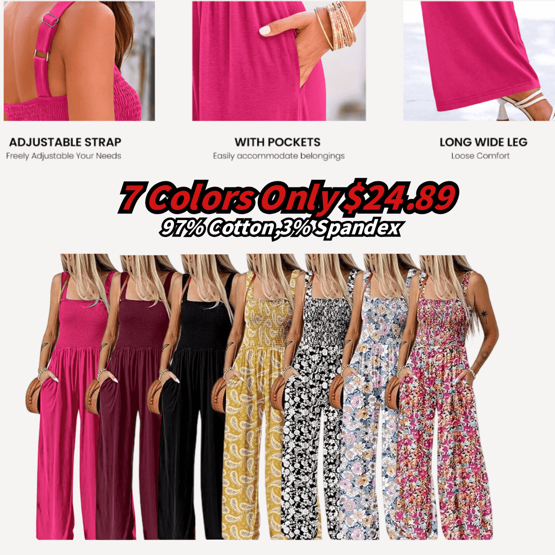 ⚡️Factory wholesale promotion 80% OFF⚡️Women's Sleeveless Jumpsuit with Pockets and adjustable straps/🎯Made in USA