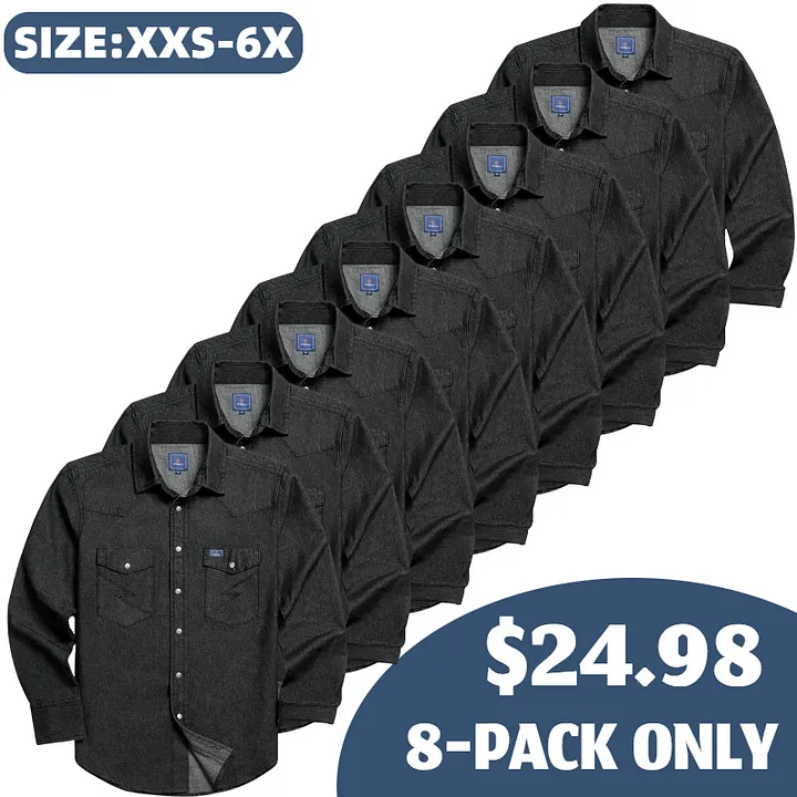 🔥SEPTEMBER  HOT-SALE 🔥Men's Long Sleeve Stone-Washed and Pre-Washed Denim Work Shirt