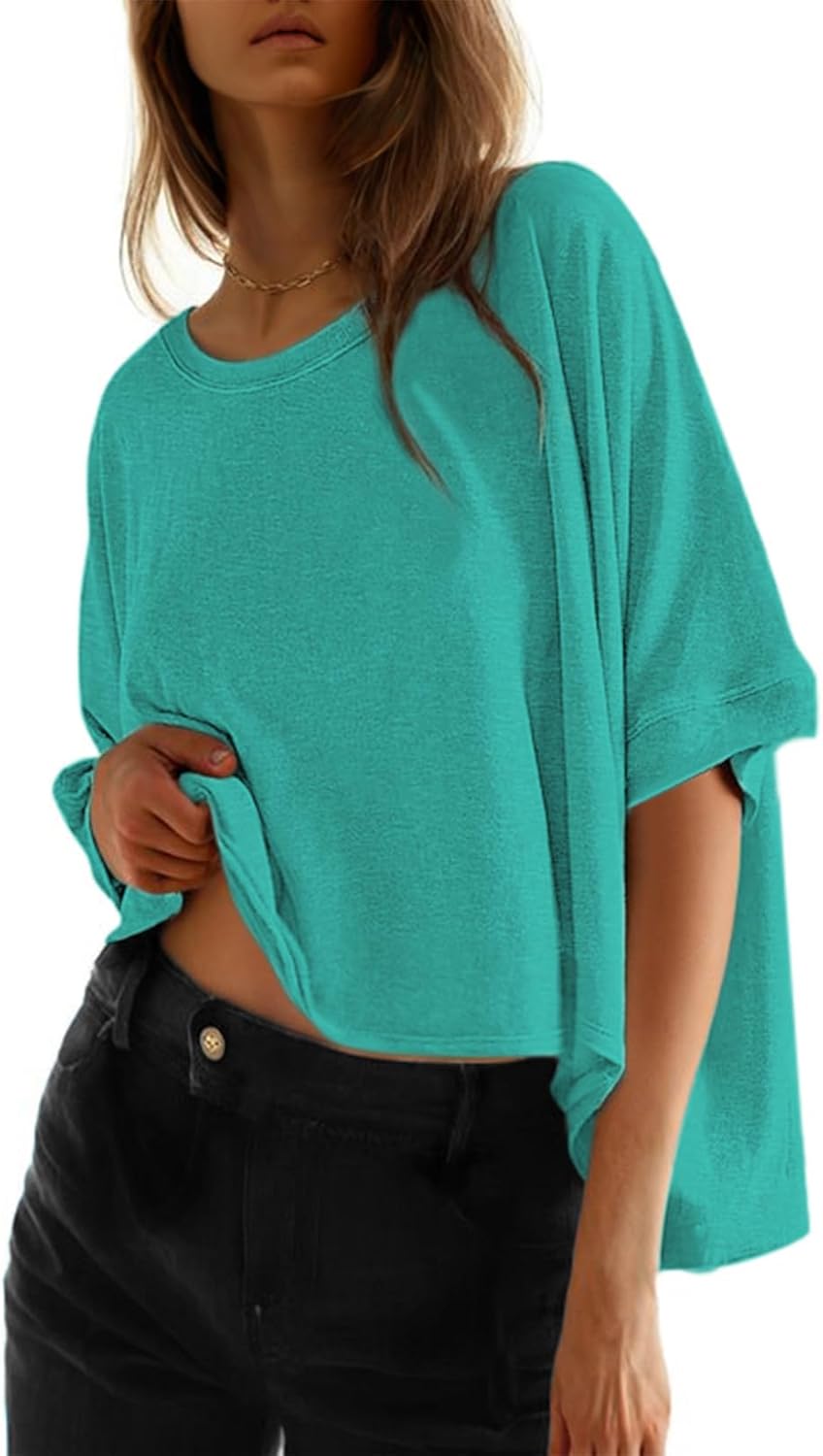 🔥 Limited-Time Deal – Save Up To 80%!Summer Shirts 2026 Womens Solid T Shirts for Women Loose Oversized Tops Basic Tee