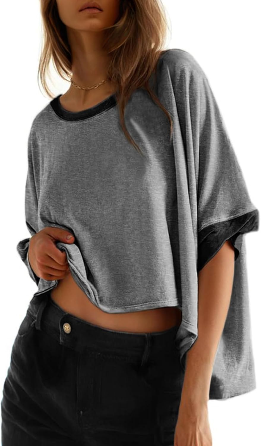 🔥 Limited-Time Deal – Save Up To 80%!Summer Shirts 2026 Womens Solid T Shirts for Women Loose Oversized Tops Basic Tee