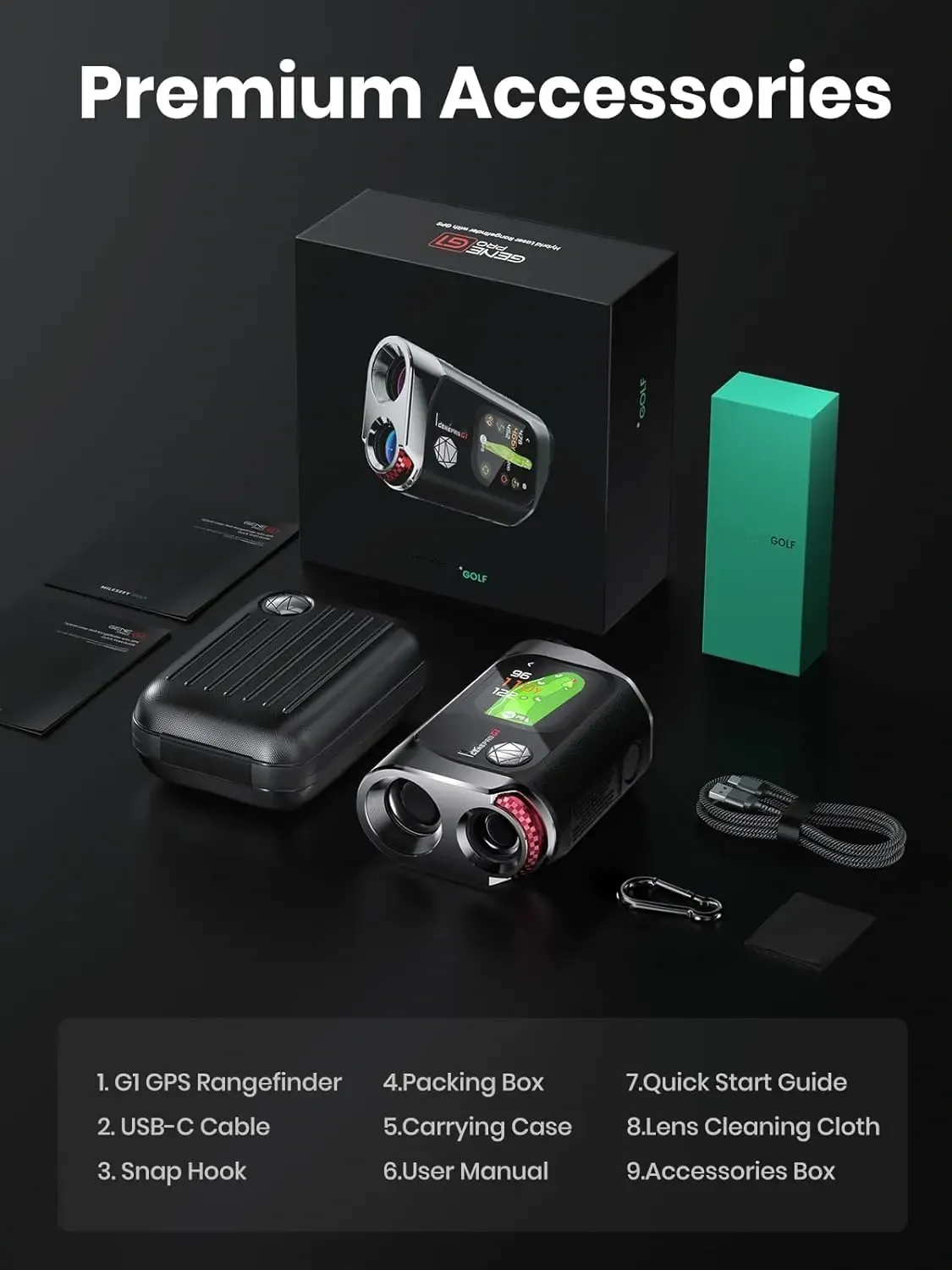 Spring Sale💥GenePro G1 Touchscreen & GPS Golf Rangefinder with Slope, 43000+ Preloaded Courses, 1300 Yards Laser Range Finder Golf with Red & Green Display, 0.1s Flag Pole Locking Vibration