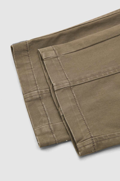 Solid Stitch Detail Mid Waist Barrel Leg Pants Without Belt