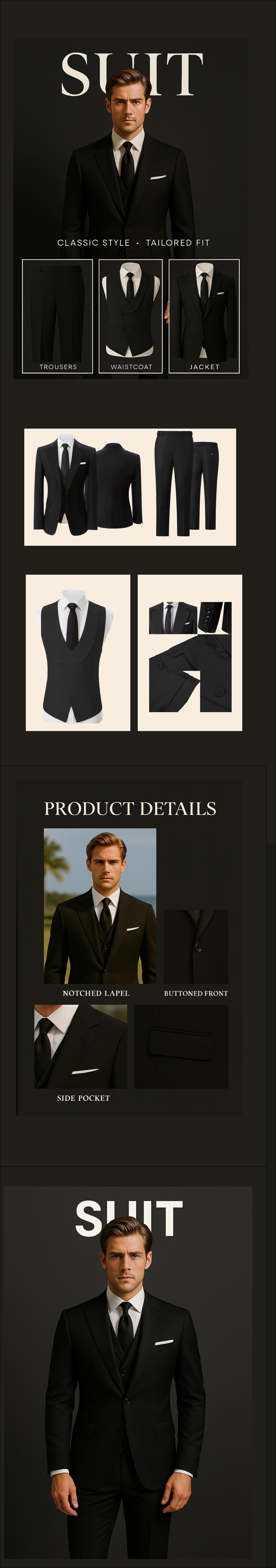 Men's 3-Piece Suit Set - Double Breasted Blazer, Vest & Pants for Weddings and Formal Events Casual Suit Wedding Suit Pocket Suit Men's Three-Piece party suits business casual Tuxedo SpringStatements