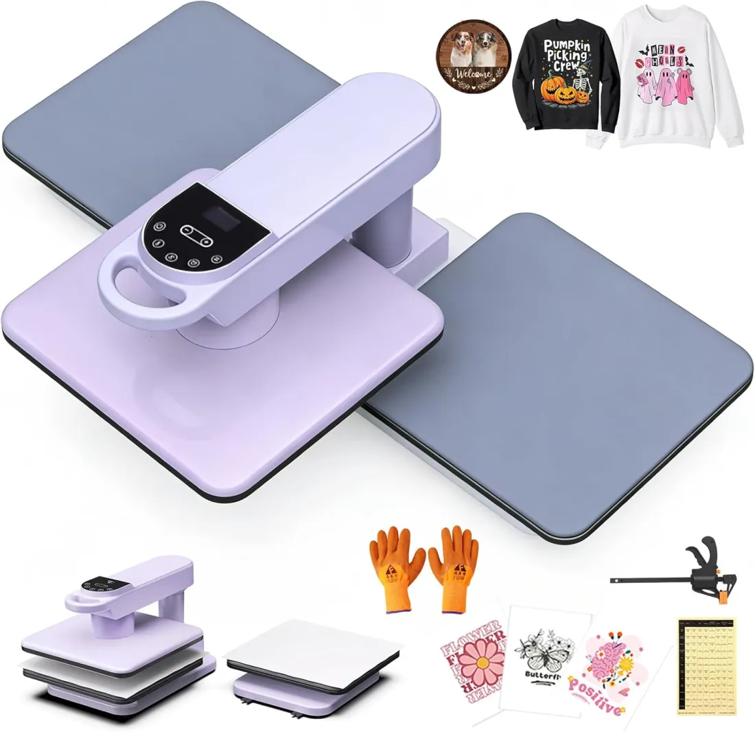 🔥 Limited-Time Deal – Save Up To 80% !Professional Double Auto Heat Press for T-Shirts - 15x15 Swivel Sublimation Machine