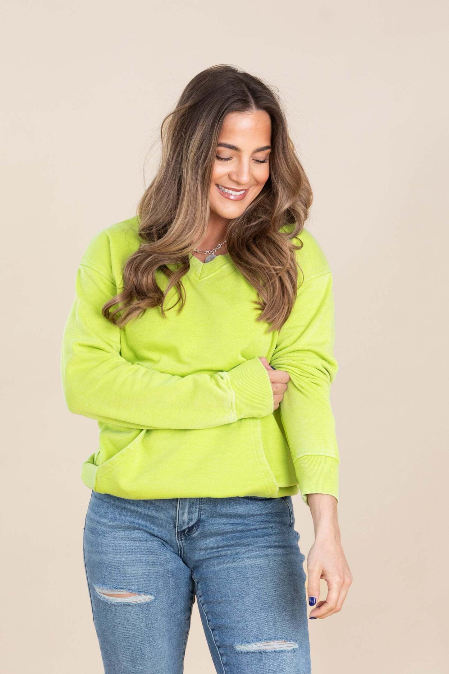 ⚠️ Your Favorite Is Back!🔥Pigment Dyed Cozy Campfire V-Neck Sweatshirt