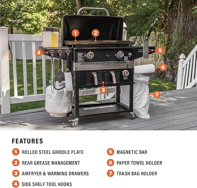 🔥 Limited-Time Deal – Save Up To 80% !Blackstone Flat Top Gas Grill Griddle 2 Burner Propane Fuelled Rear Grease Management System, 1517, Outdoor Griddle Station for Camping, 28 inch
