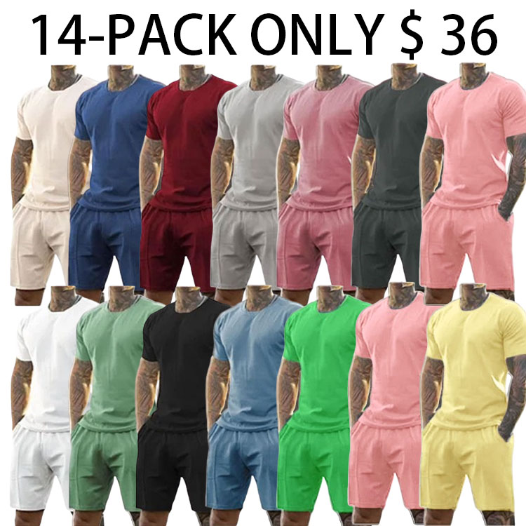 8 Pack-Mens Short Sets 2 Piece Outfits Fashion Summer Tracksuits Casua