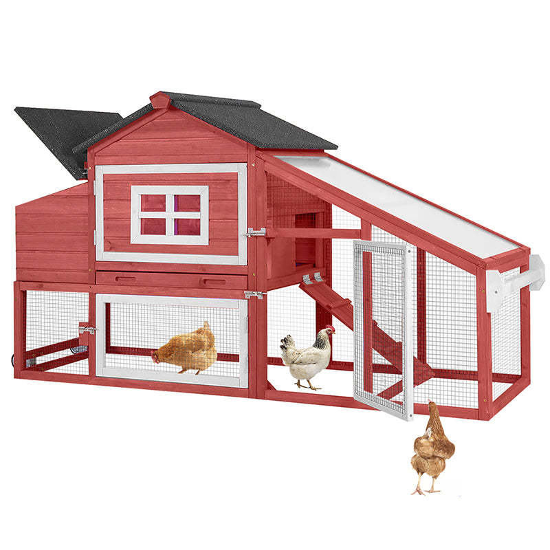  Wooden Chicken Coop on Wheels AIR23, Backyard Chicken Cage for 2-3 Hens