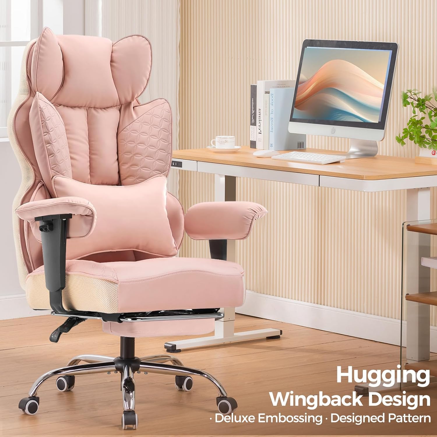 Upgraded Big and Tall Office Chair 400LBS with Pillow, Adjustable Armrest CH510