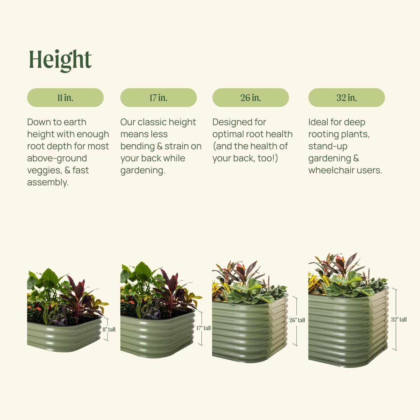 17" Tall 10 In 1 Jumbo Modular Metal Raised Garden Bed Kit