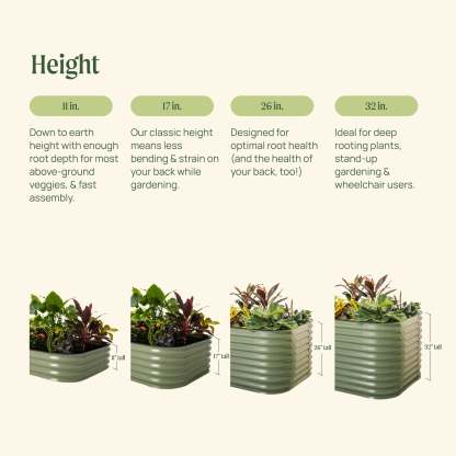 17" Tall 10 In 1 Jumbo Modular Metal Raised Garden Bed Kit