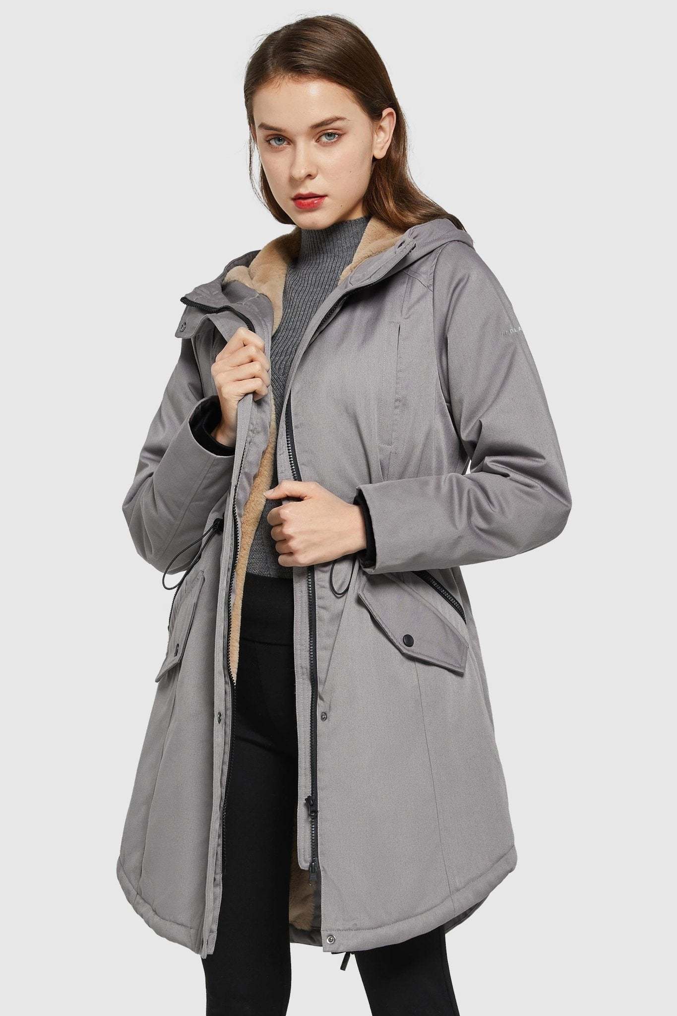 DD 🎁Fleece-Lined Hooded Parka Jacket with Pockets