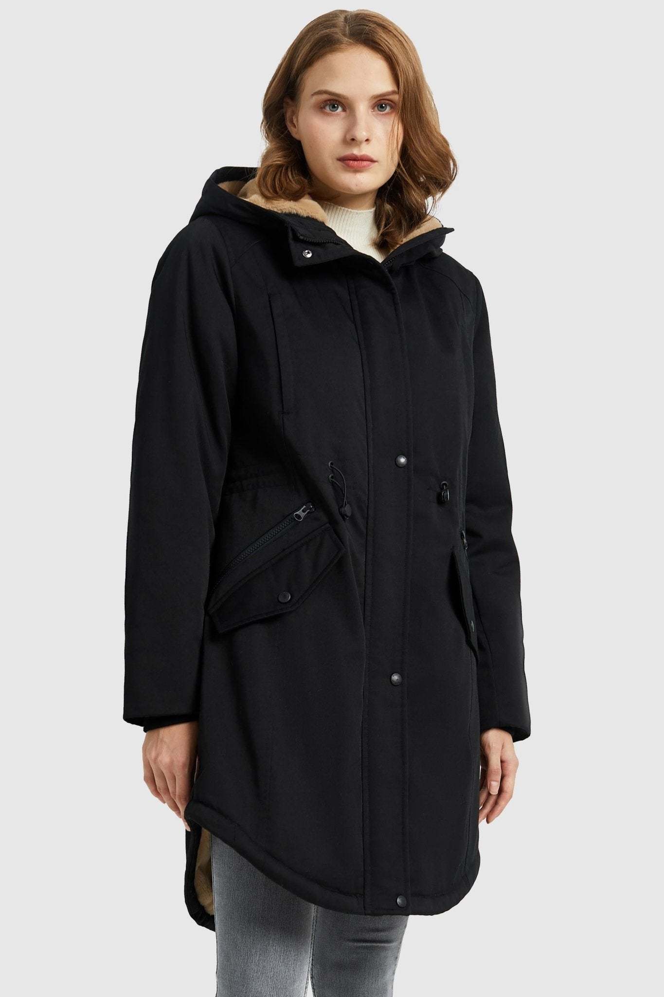 DD 🎁Fleece-Lined Hooded Parka Jacket with Pockets