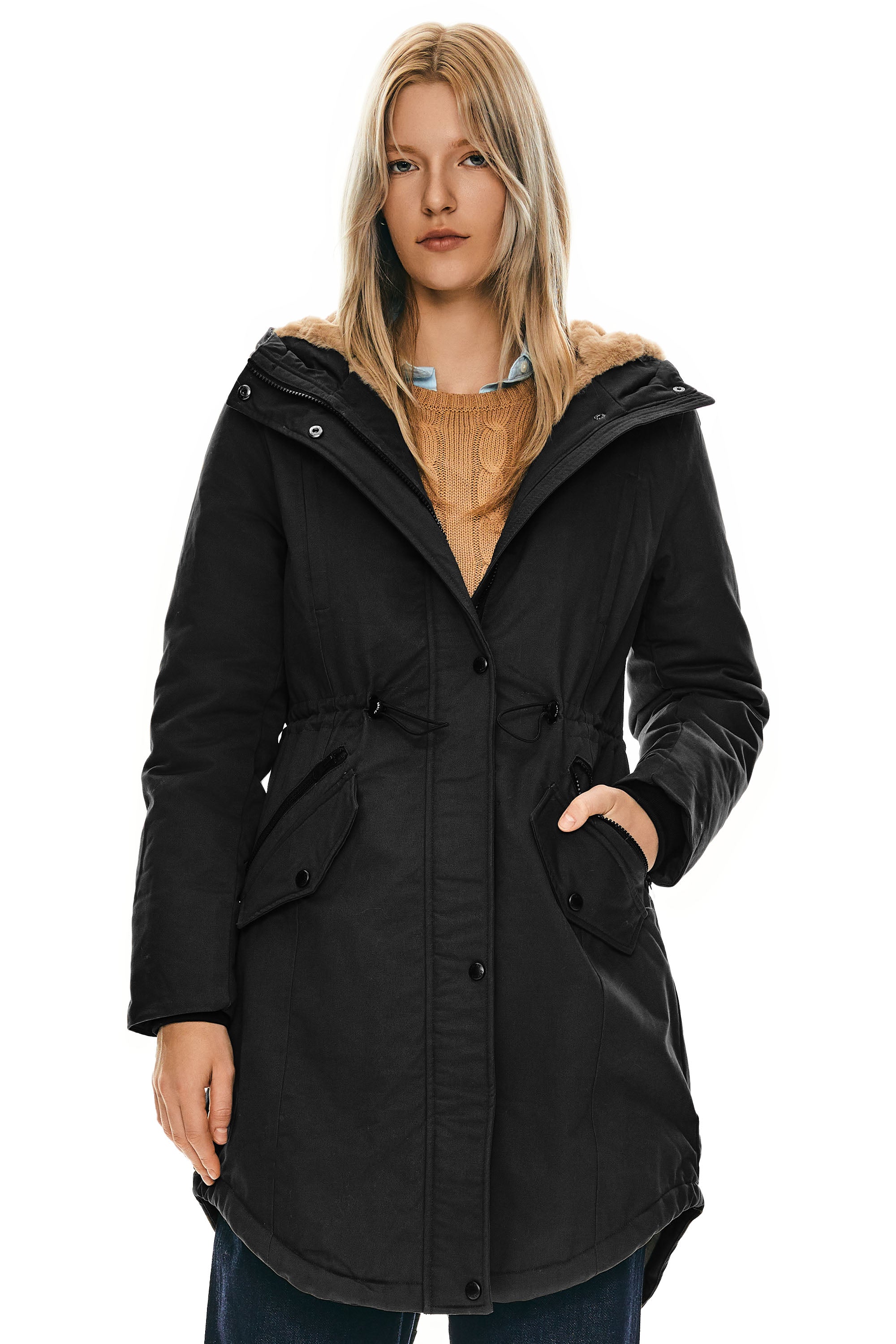 DD 🎁Fleece-Lined Hooded Parka Jacket with Pockets