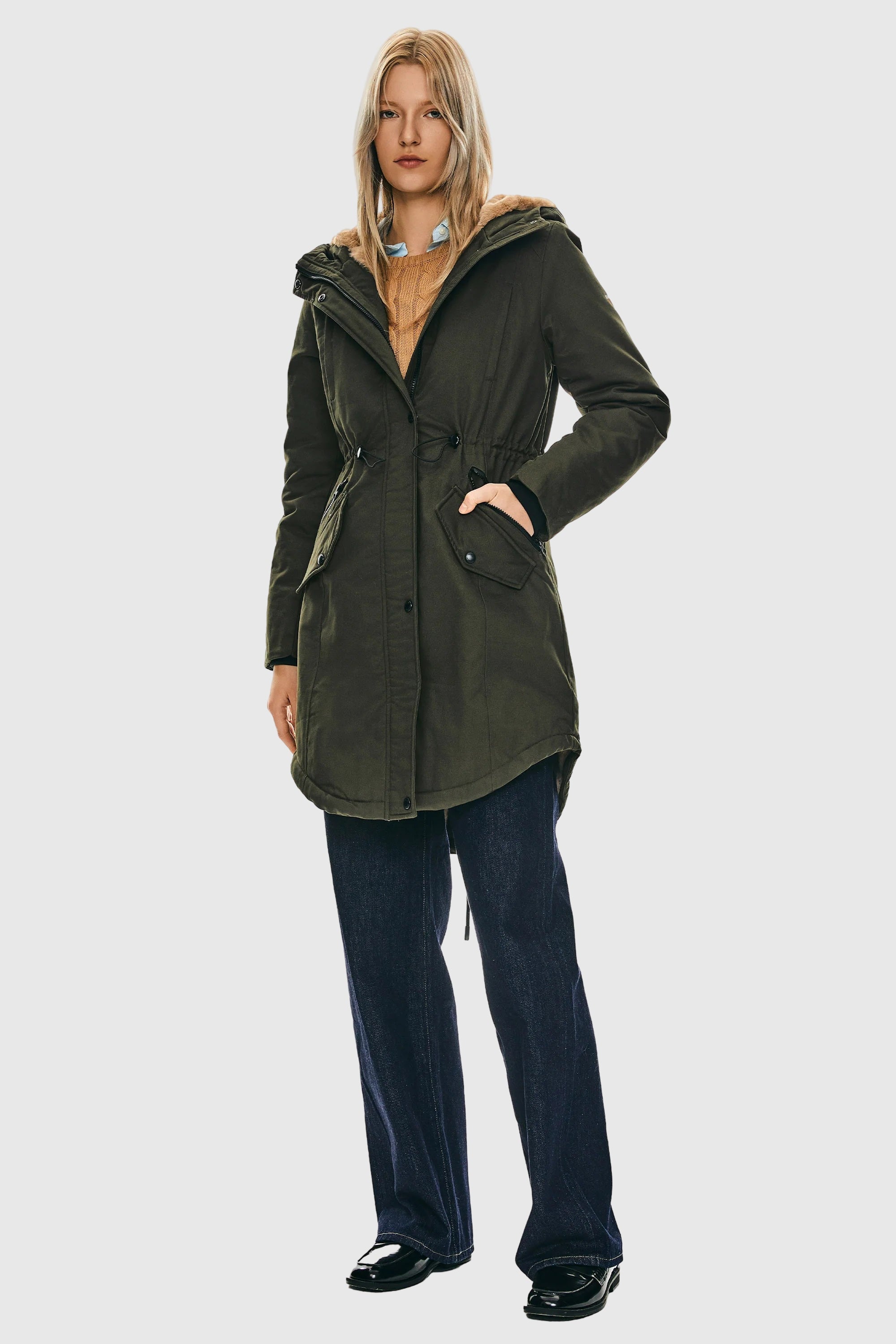 DD 🎁Fleece-Lined Hooded Parka Jacket with Pockets