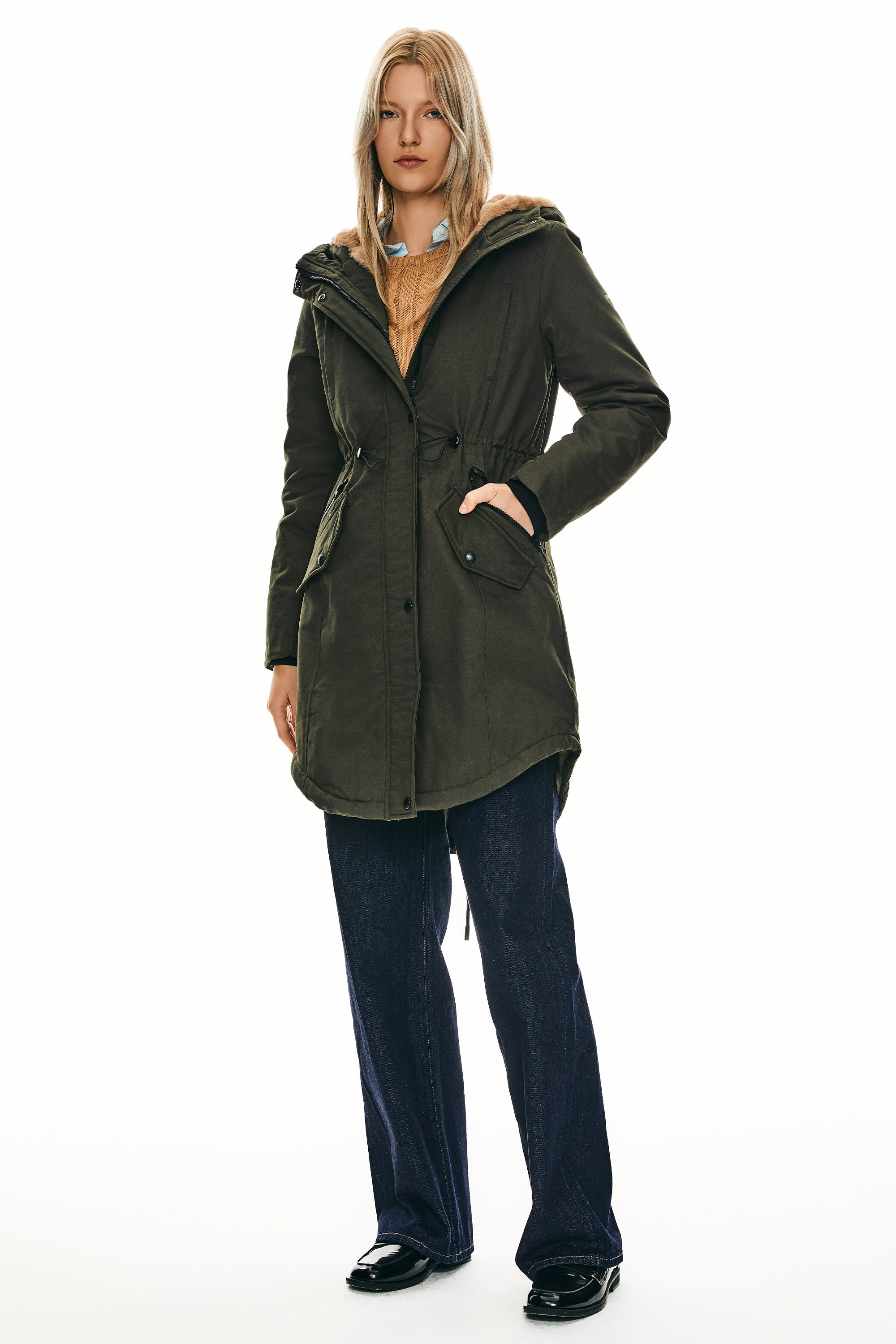 DD 🎁Fleece-Lined Hooded Parka Jacket with Pockets