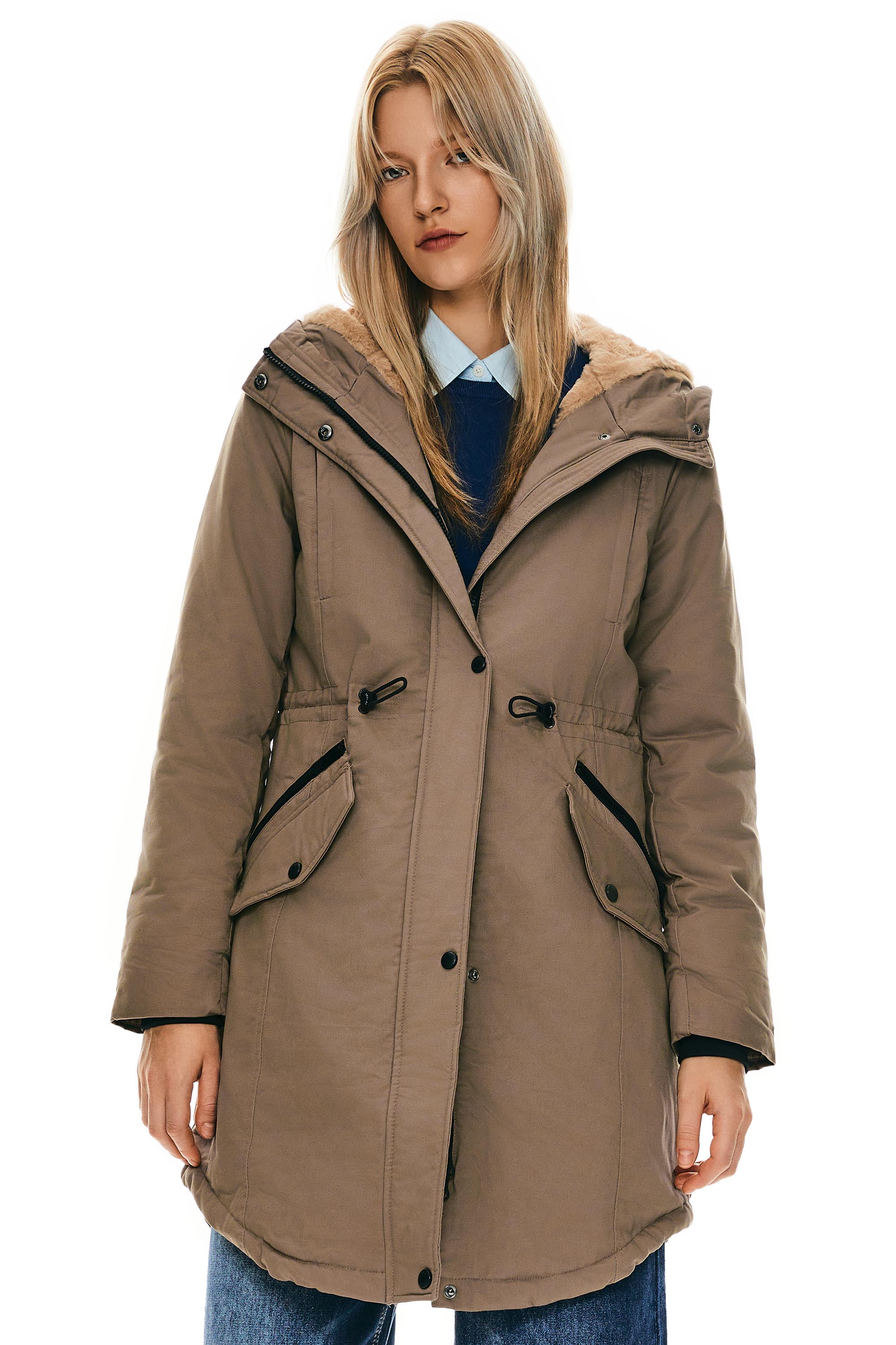 DD 🎁Fleece-Lined Hooded Parka Jacket with Pockets