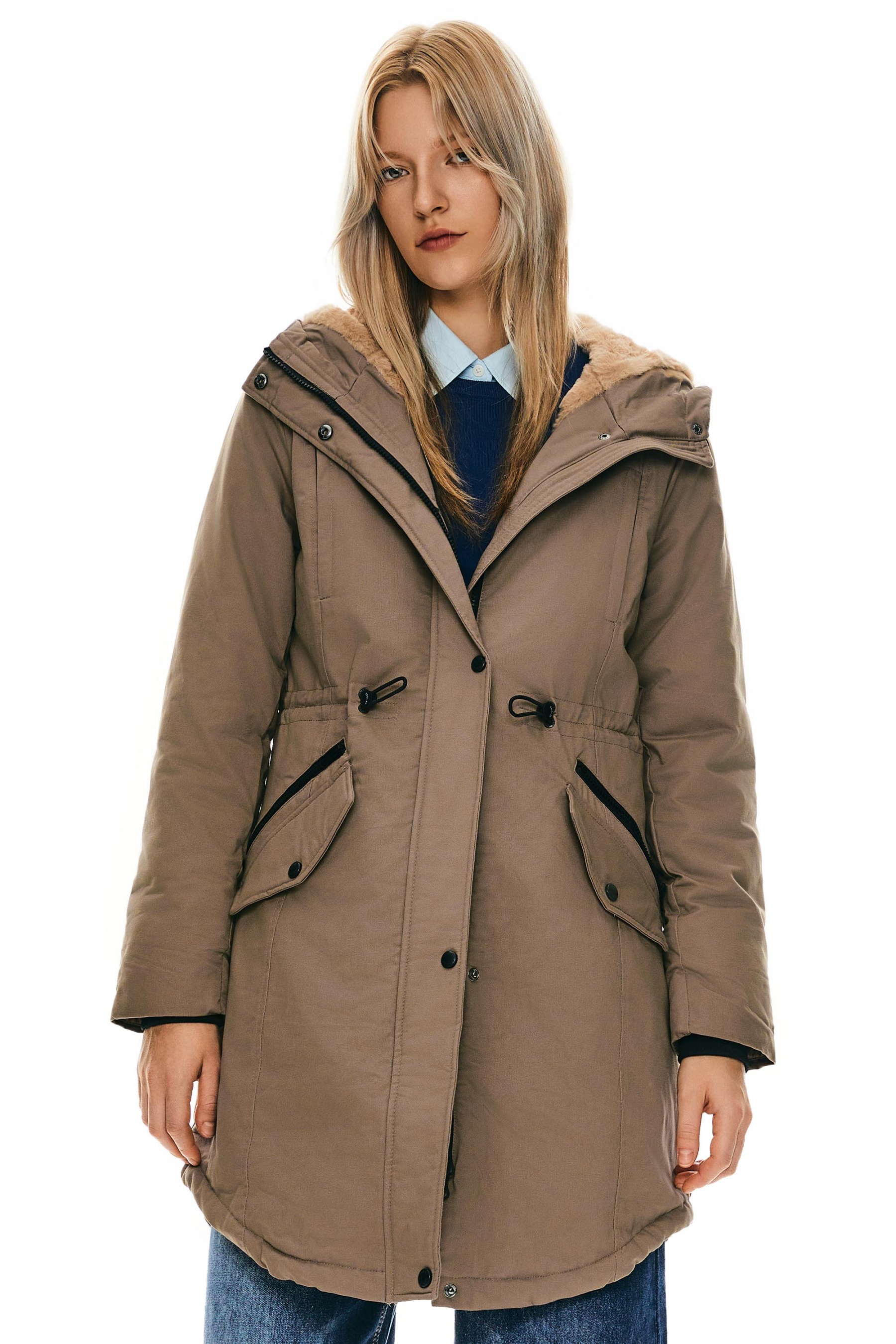 DD 🎁Fleece-Lined Hooded Parka Jacket with Pockets