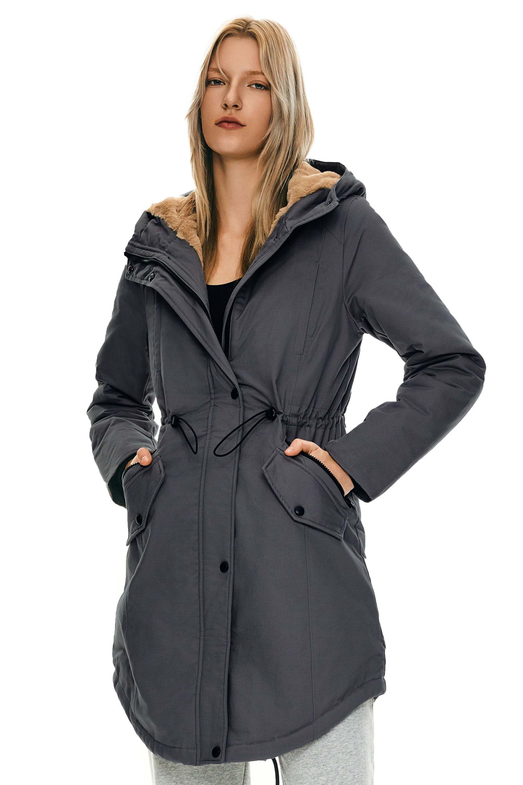 DD 🎁Fleece-Lined Hooded Parka Jacket with Pockets