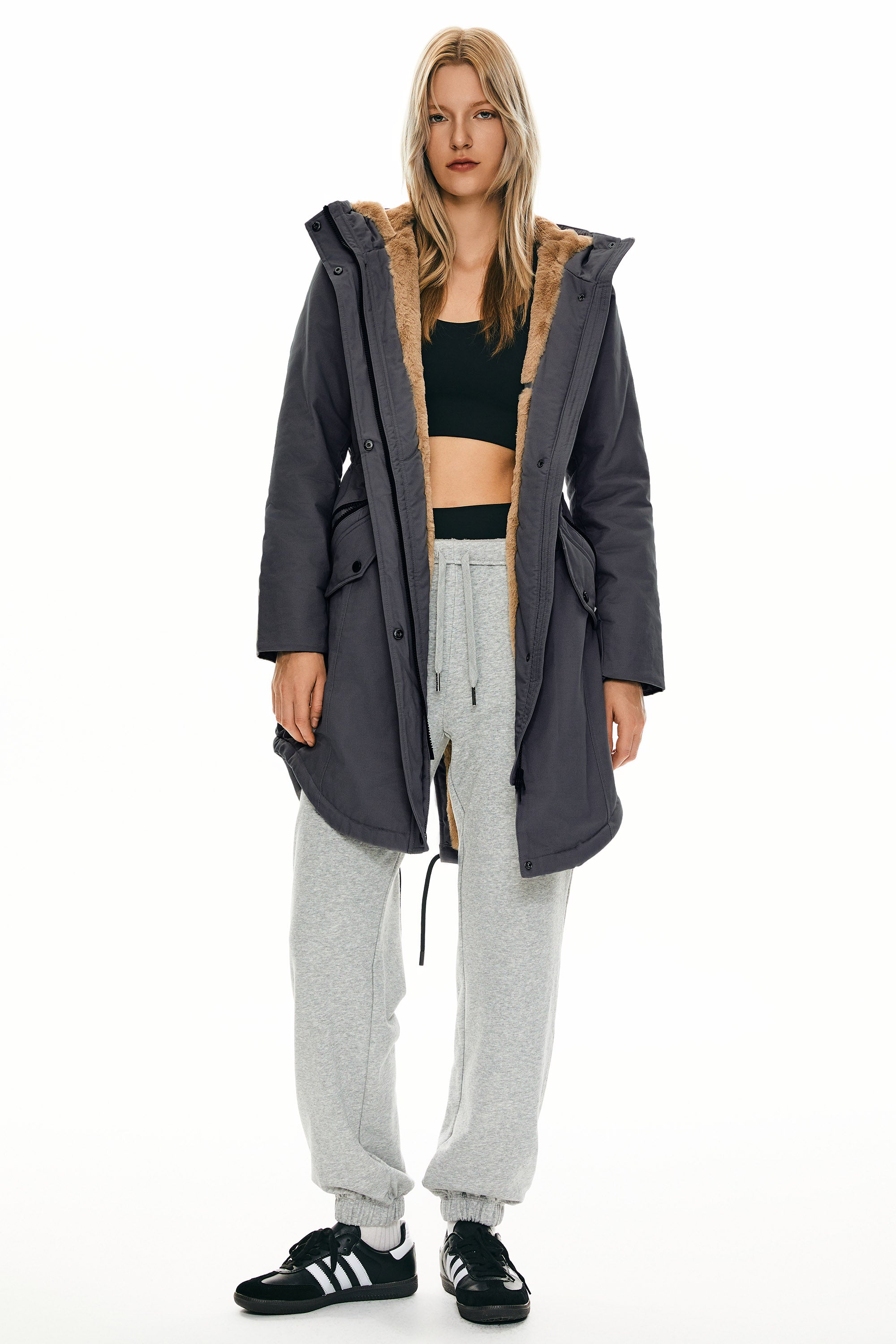 DD 🎁Fleece-Lined Hooded Parka Jacket with Pockets