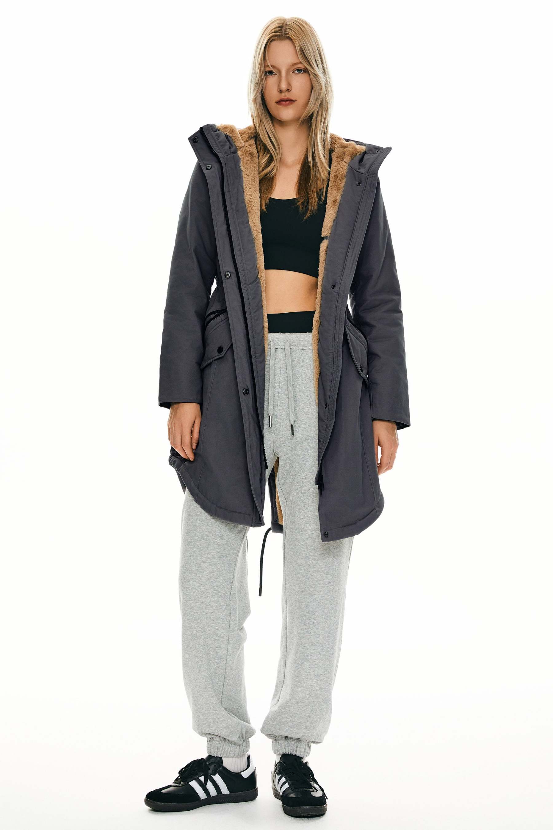 DD 🎁Fleece-Lined Hooded Parka Jacket with Pockets