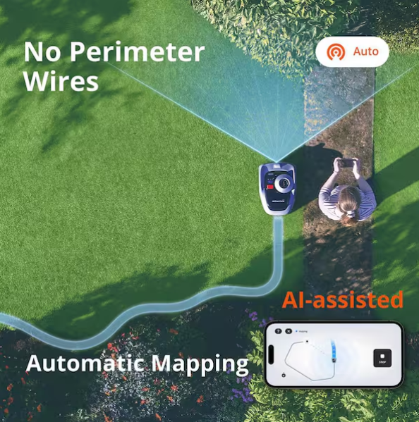 i105N 7.1 in. Robot Lawn Mower with Smart App Control, AI-Powered Assist Mapping, and Multi-Zone Management