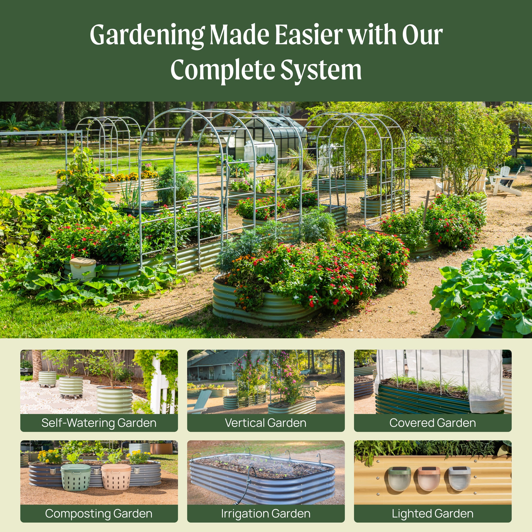 17" Tall 10 In 1 Jumbo Modular Metal Raised Garden Bed Kit