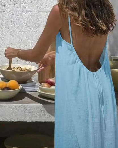 Factory direct sale!Women's Solid Color Backless Cami Dress