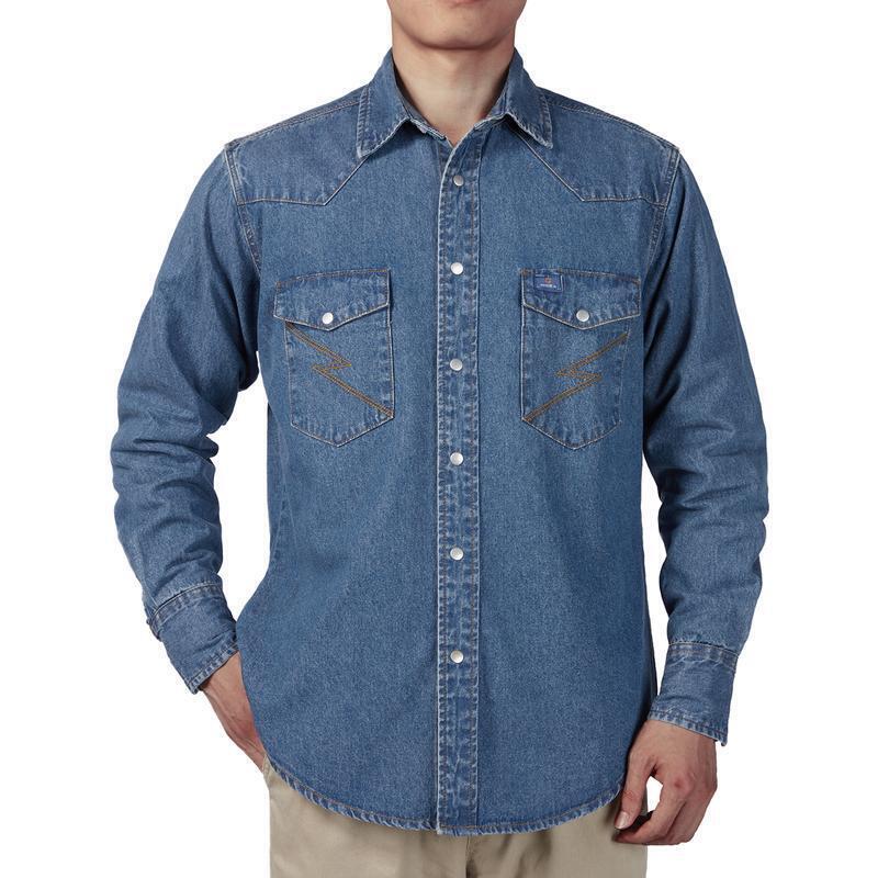 🔥SEPTEMBER  HOT-SALE 🔥Men's Long Sleeve Stone-Washed and Pre-Washed Denim Work Shirt