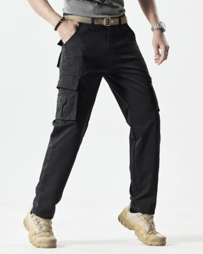 Men's Solid Color Patched Zipper Fly Cargo Pants