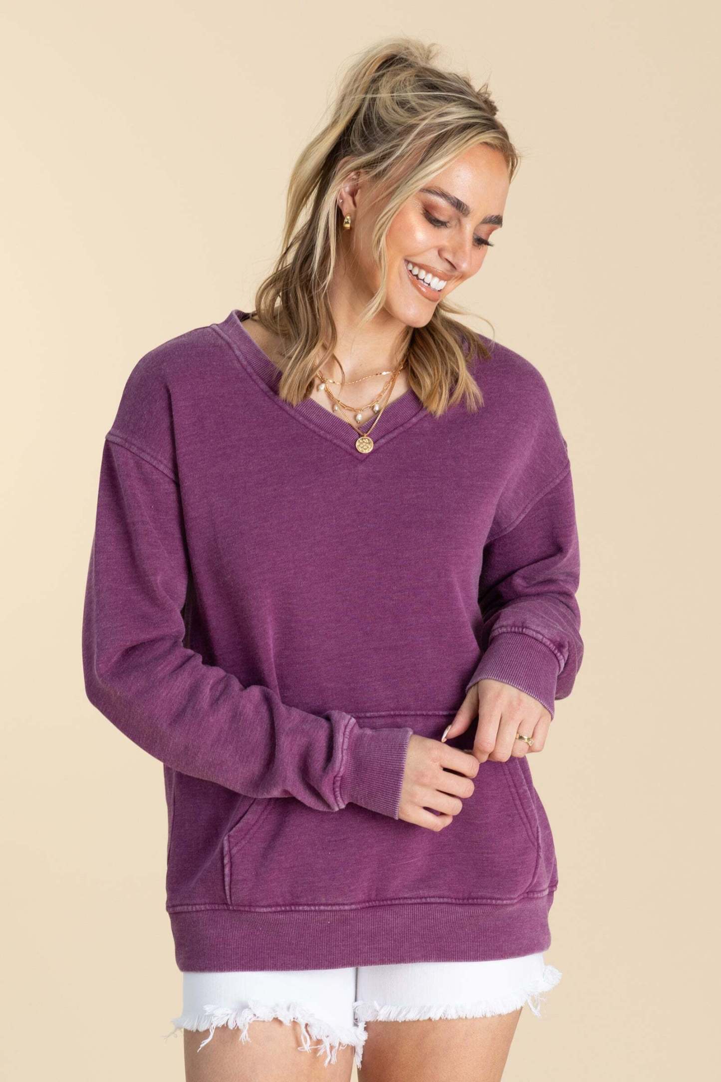 ⚠️ Your Favorite Is Back!🔥Pigment Dyed Cozy Campfire V-Neck Sweatshirt