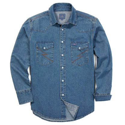 🔥SEPTEMBER  HOT-SALE 🔥Men's Long Sleeve Stone-Washed and Pre-Washed Denim Work Shirt