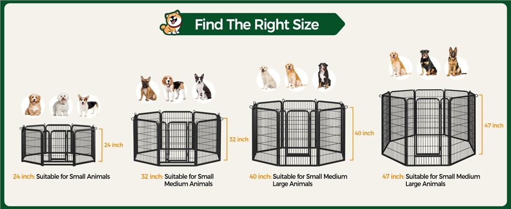 【Heavy Duty】Yaheetech Dog Playpen 6/8/12/16 Panels Metal Pet Playpen, Outdoor Indoor Dog Exercise Barrier Fence, 24/32/40/47 inch