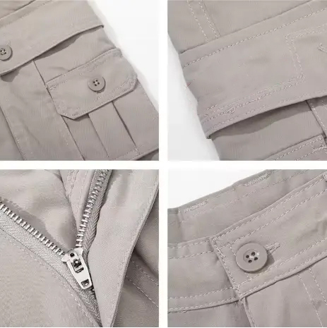 Men's Solid Color Patched Zipper Fly Cargo Pants