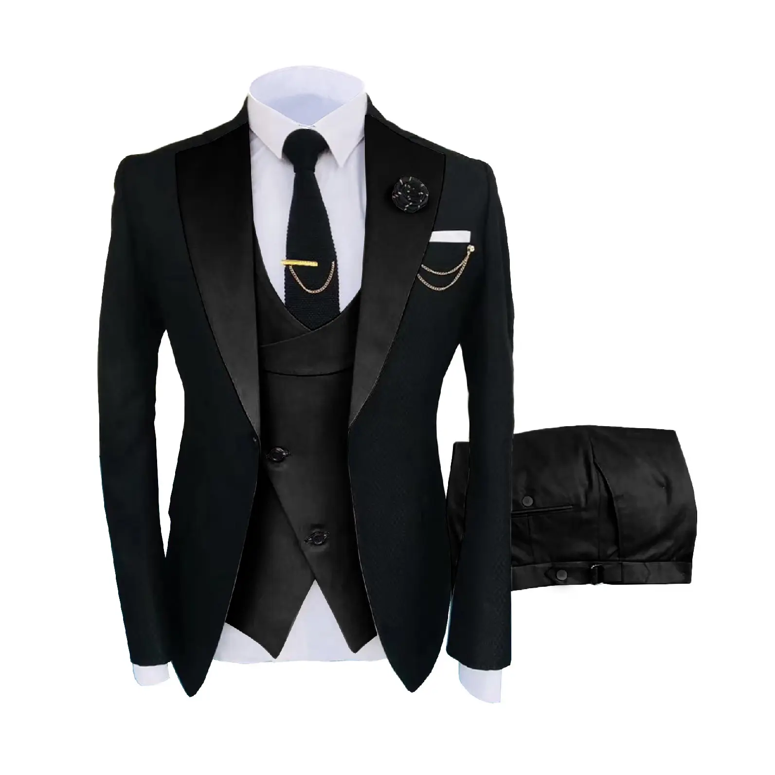 Men's 3-Piece Suit Set - Double Breasted Blazer, Vest & Pants for Weddings and Formal Events Casual Suit Wedding Suit Pocket Suit Men's Three-Piece party suits business casual Tuxedo SpringStatements