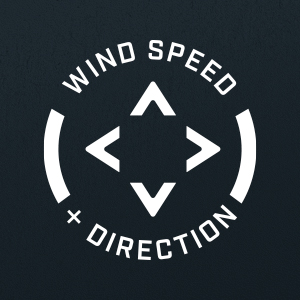 Wind Speed and Direction Graphic on dark background