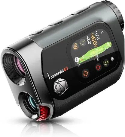 Spring Sale💥GenePro G1 Touchscreen & GPS Golf Rangefinder with Slope, 43000+ Preloaded Courses, 1300 Yards Laser Range Finder Golf with Red & Green Display, 0.1s Flag Pole Locking Vibration