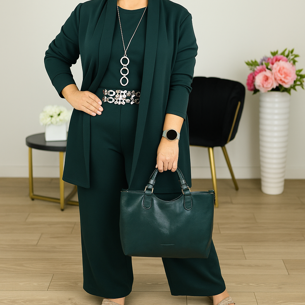 ZZW-⏳Time-Limited Special⏰Elegant 3-piece set including long cardigan, top and pants💞