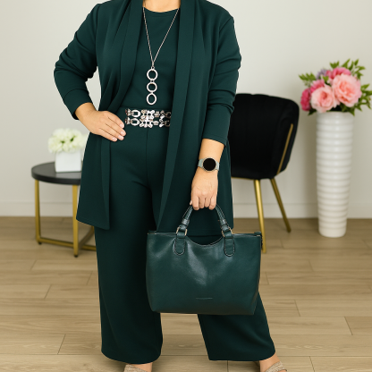 ZZW-⏳Time-Limited Special⏰Elegant 3-piece set including long cardigan, top and pants💞