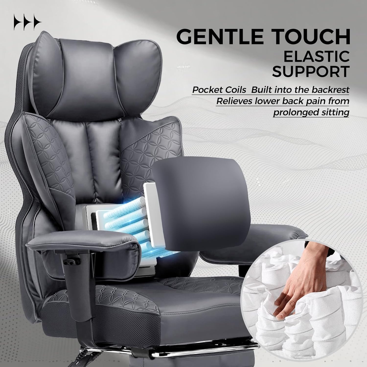 Upgraded Big and Tall Office Chair 400LBS with Pillow, Adjustable Armrest CH510