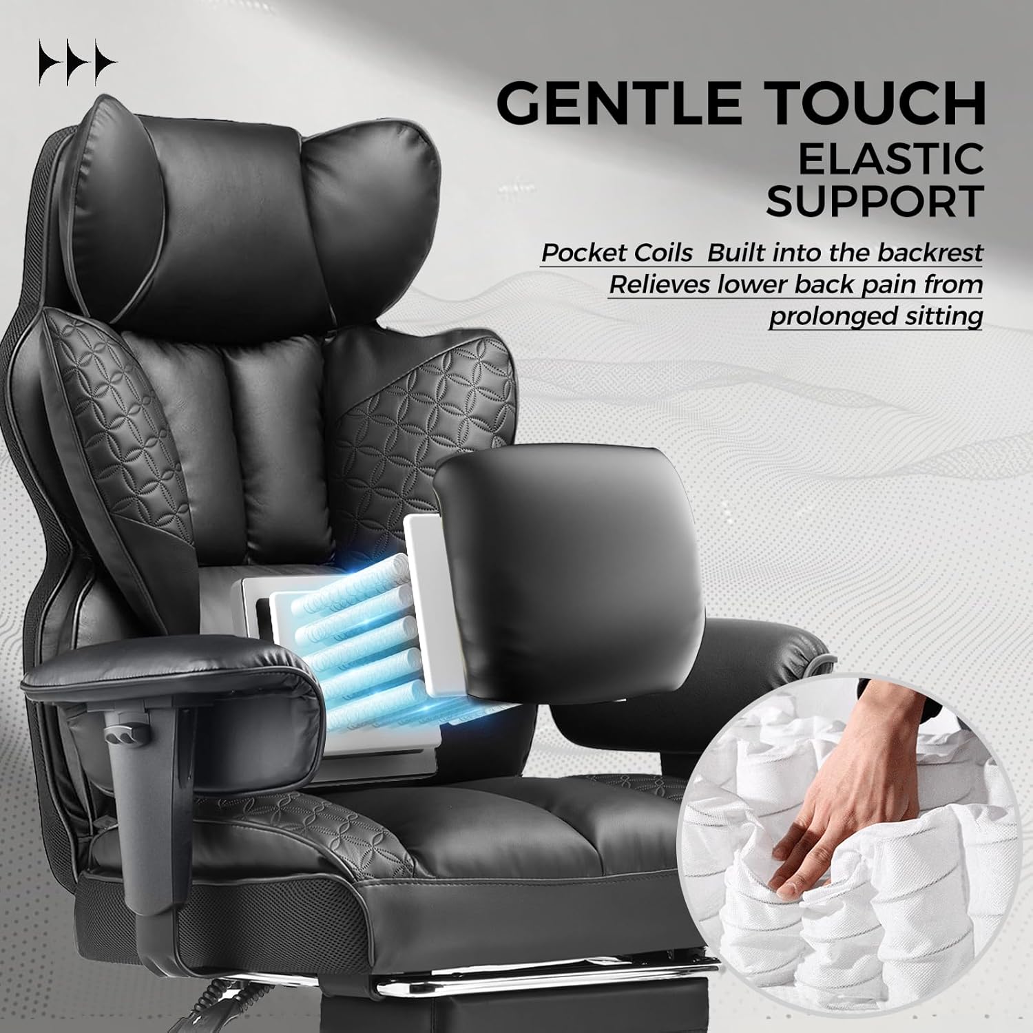 Upgraded Big and Tall Office Chair 400LBS with Pillow, Adjustable Armrest CH510