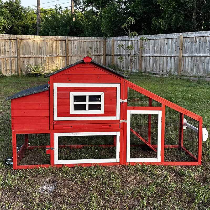  Wooden Chicken Coop on Wheels AIR23, Backyard Chicken Cage for 2-3 Hens